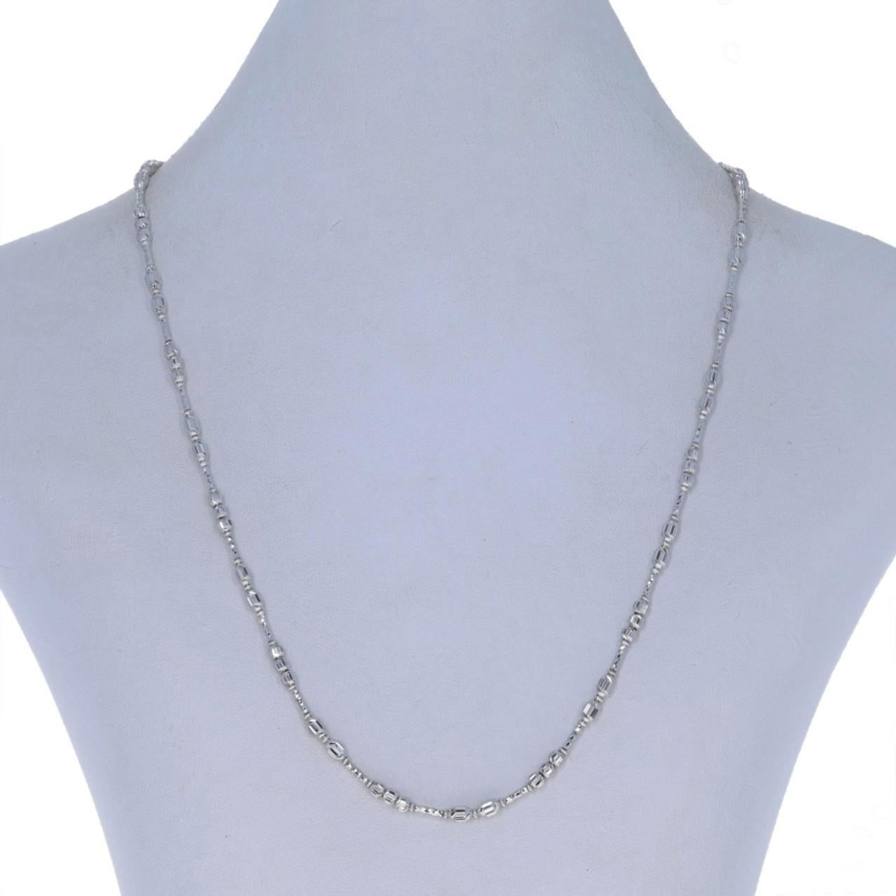 White Gold Beaded Necklace 17 1/2