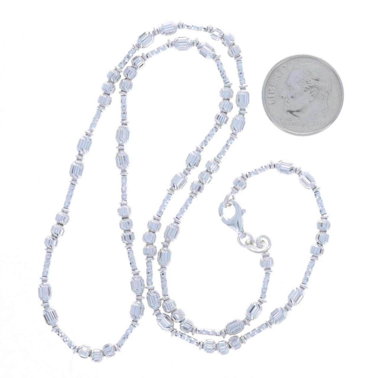 White Gold Beaded Necklace 18k Etched Italy For Sale 1
