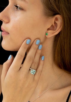 White Gold Bezel Emerald Stud Earrings 0.90 Carats