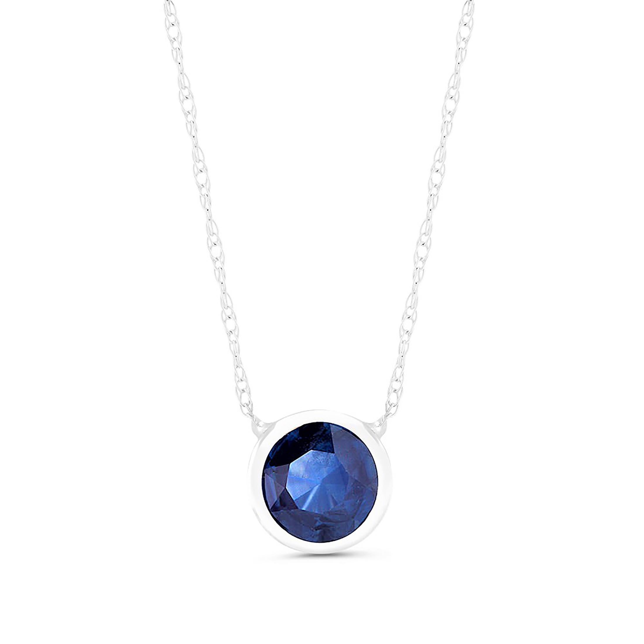 Contemporary White Gold Bezel-Set Sapphire Pendant Necklace Weighing 1.25 Carat