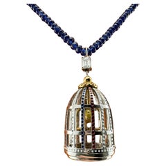 White Gold Bird Cage Necklace Hand Crafted 1 of 1 Signed