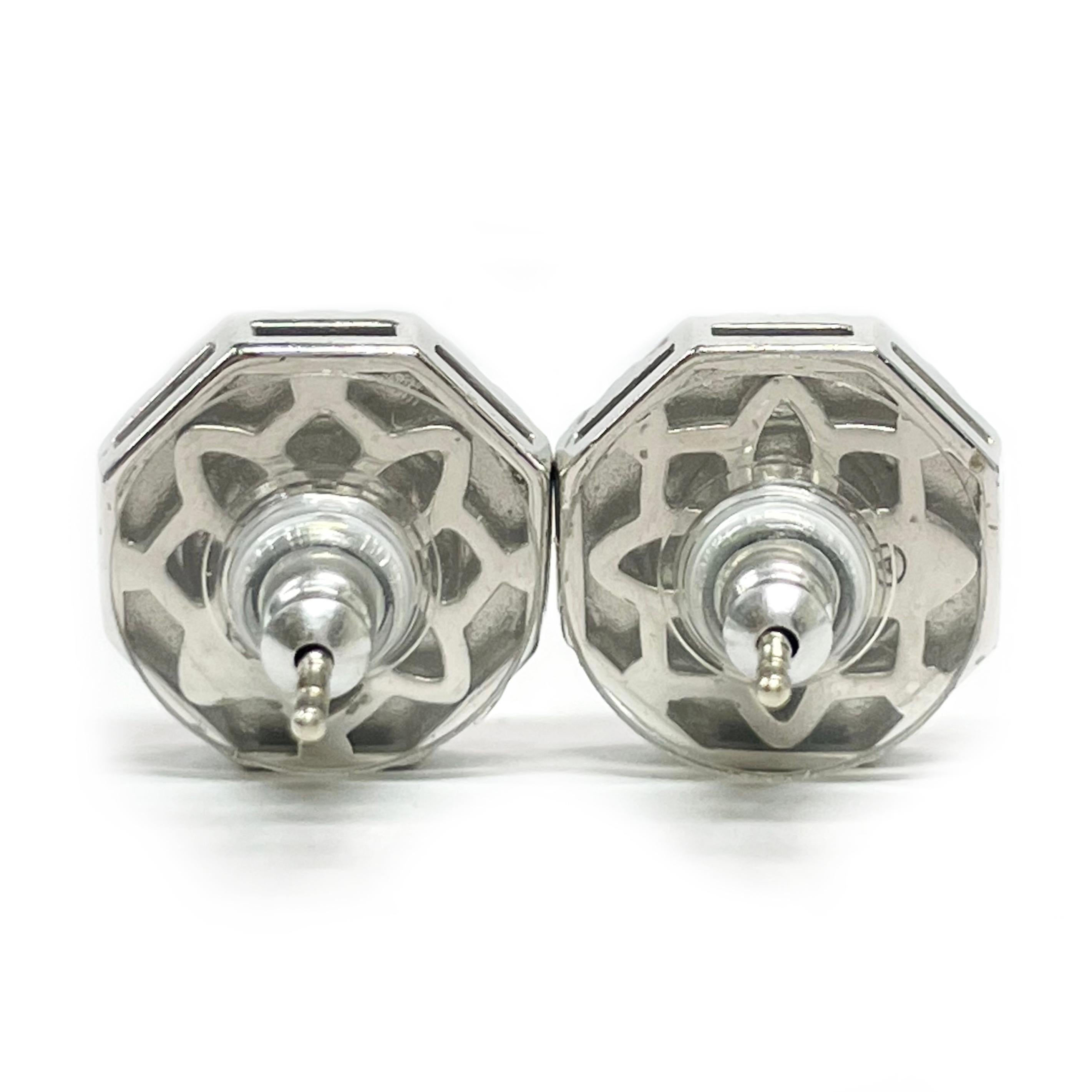 Contemporary White Gold Black and White Diamond Stud Earrings For Sale