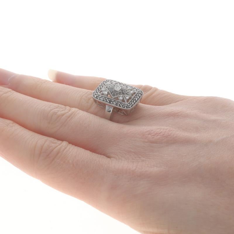 White Gold Black Diamond Cluster Halo Cocktail Ring - 14k Round .50ctw Treated In Excellent Condition For Sale In Greensboro, NC