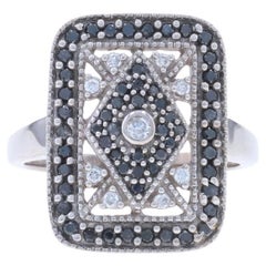 White Gold Black Diamond Cluster Halo Cocktail Ring - 14k Round .50ctw Treated