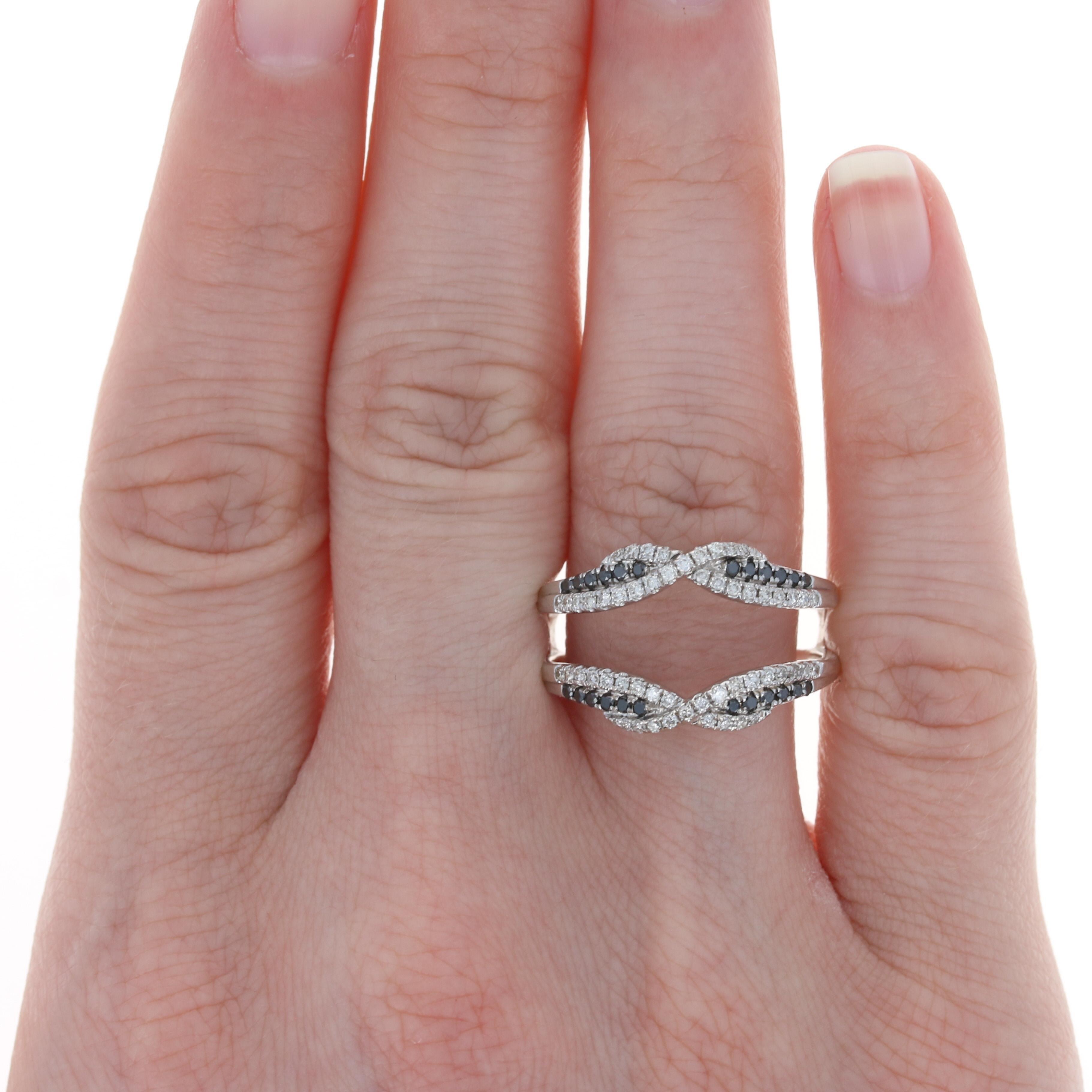 Weißgold Schwarzer Diamant Enhancer Ehering 14k .50ctw Jacke Ring Treated (Rundschliff) im Angebot