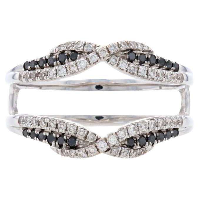 White Gold Black Diamond Enhancer Wedding Band 14k .50ctw Jacket Ring Treated