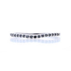 White Gold Black Diamond Enhancer Wedding Band - 14k Rd.16ctw Guard Ring Treated