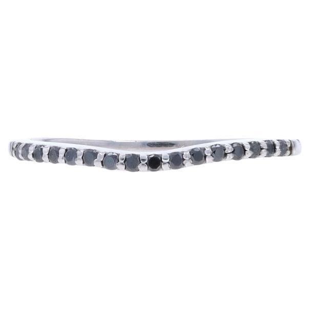 White Gold Black Diamond Enhancer Wedding Band - 14k Rd.16ctw Guard Ring Treated