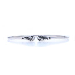 White Gold Black Diamond Negative Space Bangle Bracelet 6 1/2" 18k .68ctwTreated