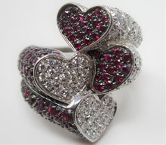 White Gold Black Rhodium 2.00 Carat Diamond 3.00 Carat Ruby Bypass Ring