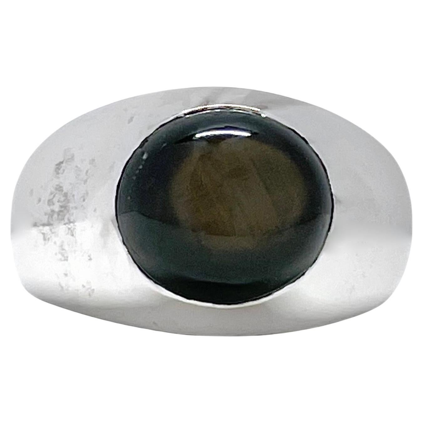 White Gold Black Star Sapphire Ring For Sale