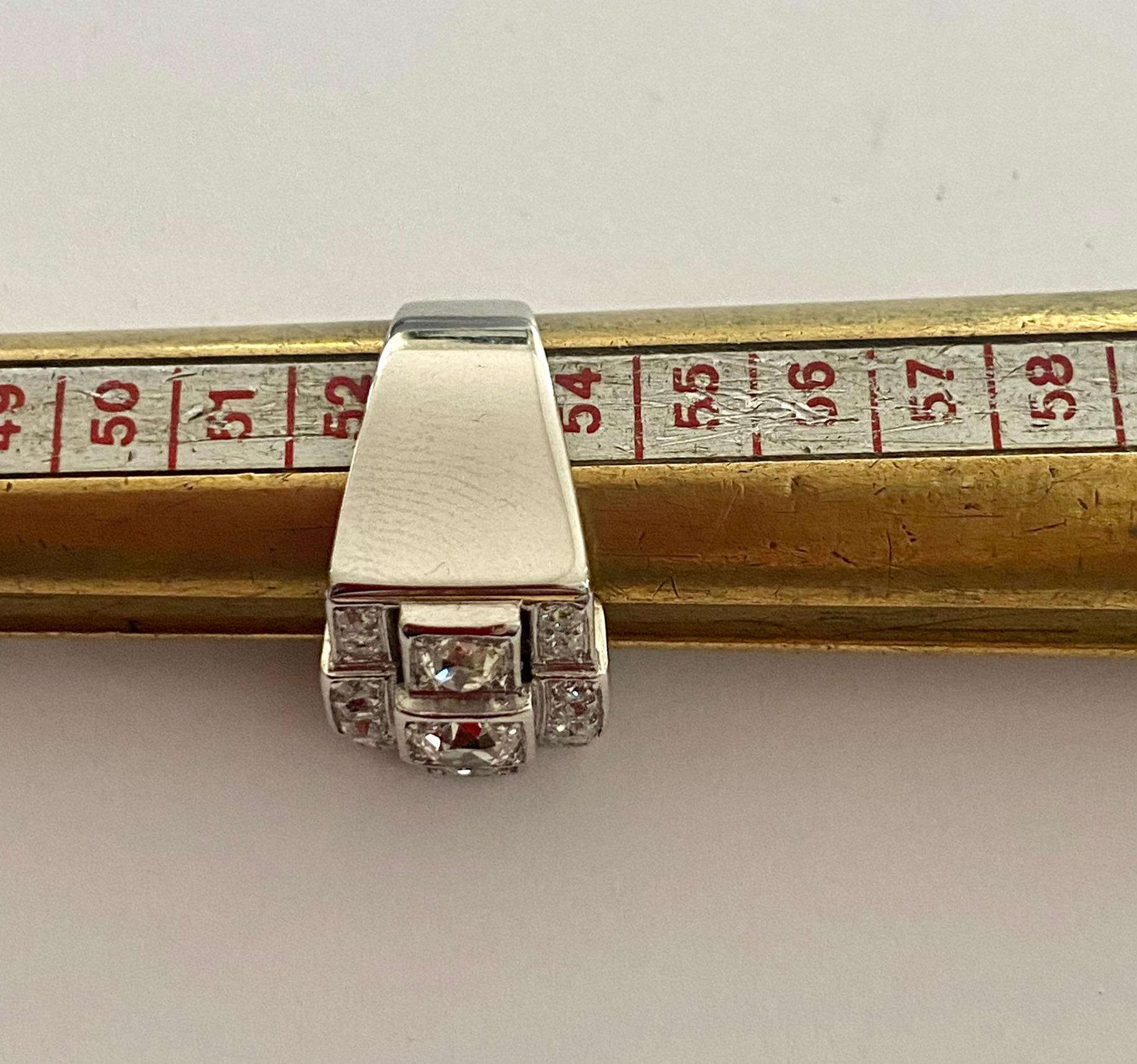 Women's White Gold Block Ring from 1950 Diamonds For Sale
