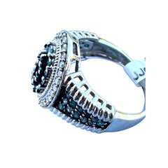 White Gold Blue and White Diamond Halo Statement 1.75ct Halo Ring
