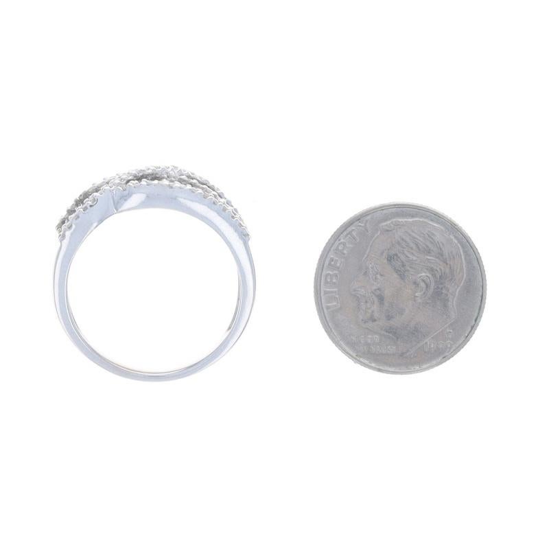 White Gold Blue Diamond Cluster Cocktail Band - 10k Round 1.00ctw Ring Treated 1