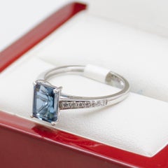 White Gold Blue London Topaz with Diamonds, New