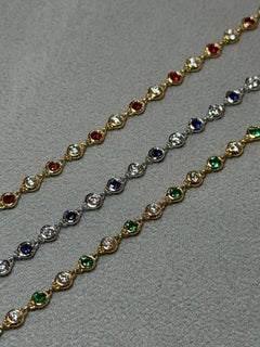 White Gold Blue Sapphire & Diamond Chain Bracelet