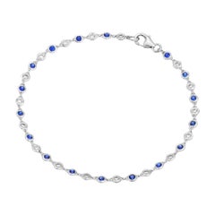 White Gold Blue Sapphire 
Diamond Chain Bracelet