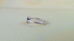 White Gold Blue Sapphires 0.16K Heart Ring Pave Engagement Ring