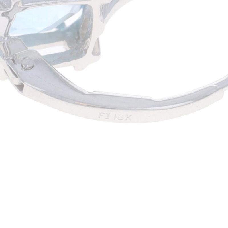 Women's White Gold Blue Topaz Diamond Drop Earrings 18k Buff Top Cushion 5.08ctw Pierced For Sale