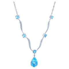 Collier goutte en or blanc 14 3/4" - 10k poire et rond 8,02 ctw