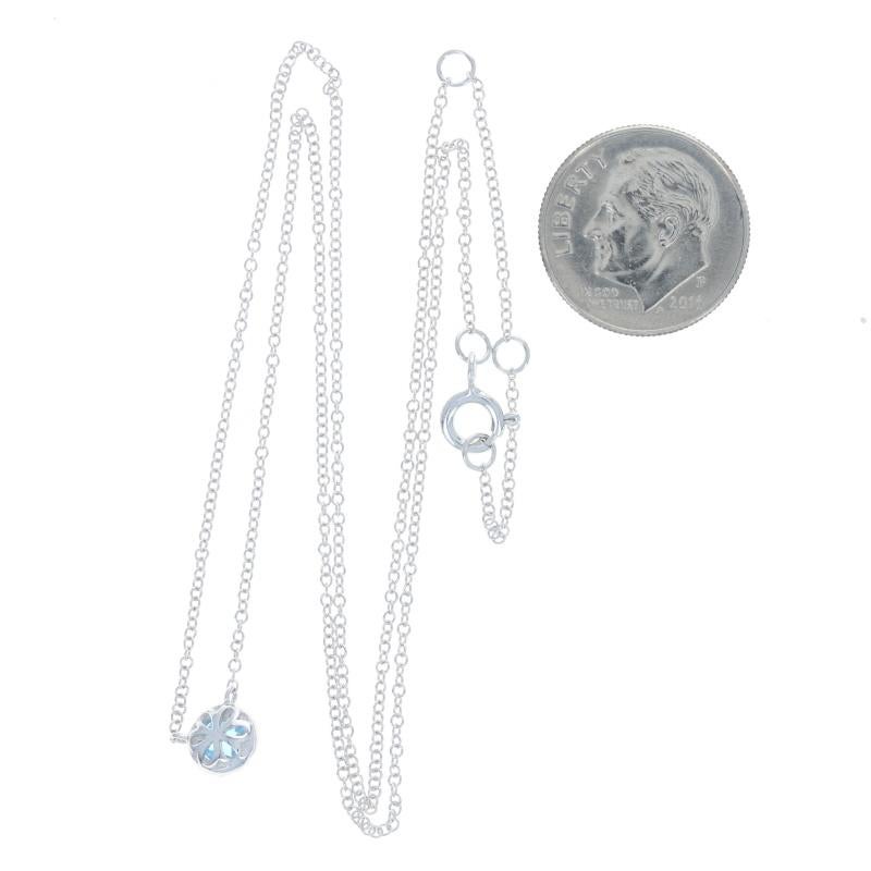 White Gold Blue Topaz & Diamond Halo Necklace 14k Rose Cabochon.46ctw Adjustable For Sale 1