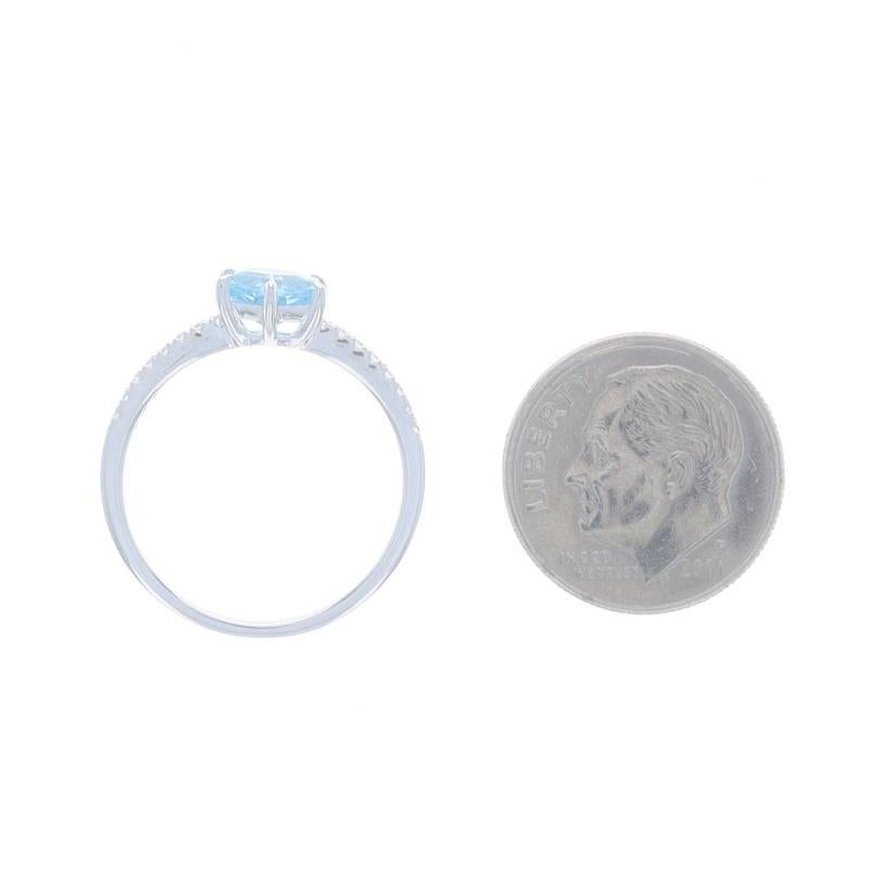 Women's White Gold Blue Topaz & Diamond Ring - 14k Hexagon 1.33ctw Geometric For Sale