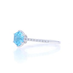 Ring aus Weißgold mit blauem Topas und Diamanten - 14k Sechseck 1,33 ctw Geometrisch