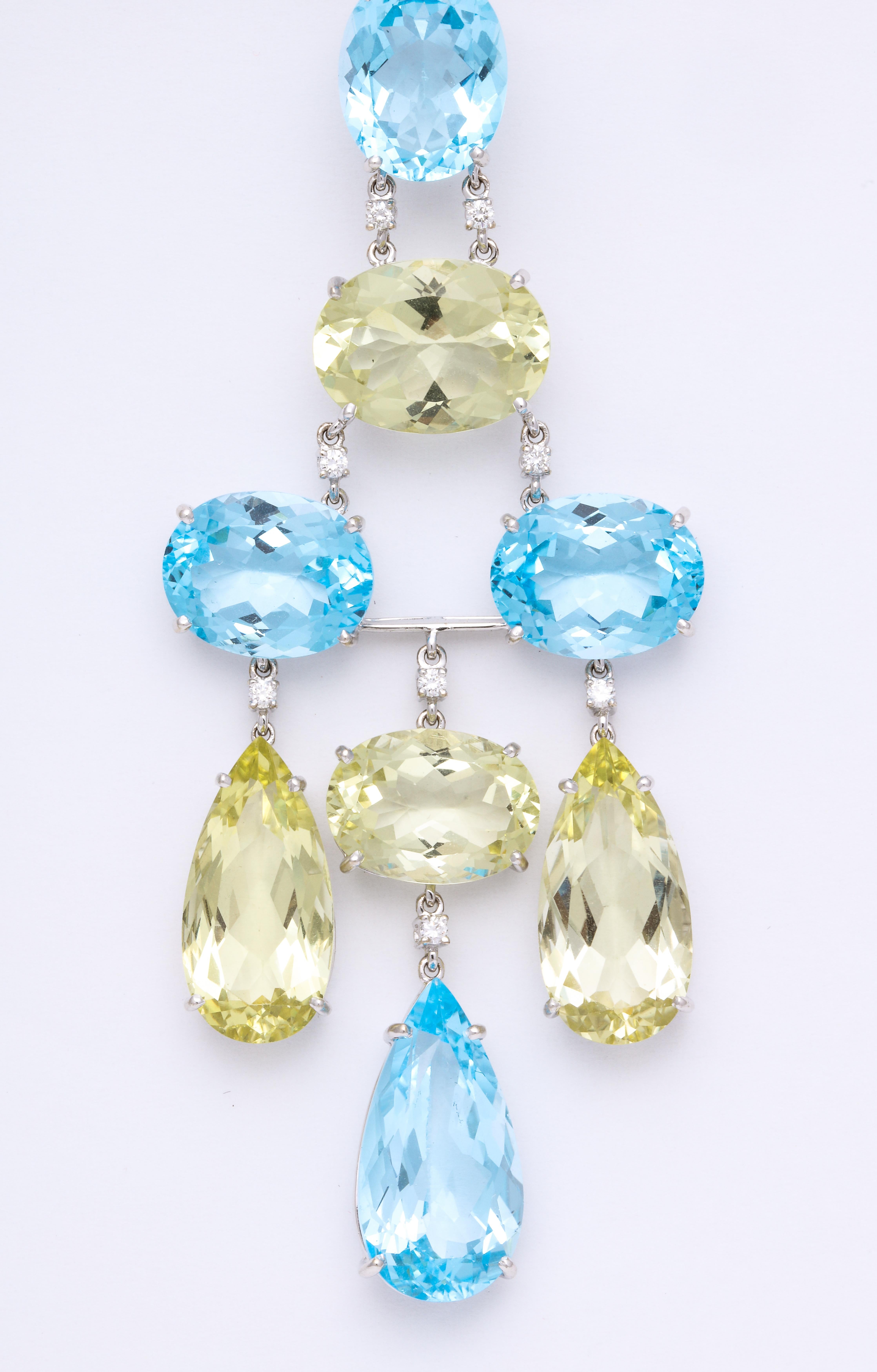 blue topaz chandelier earrings