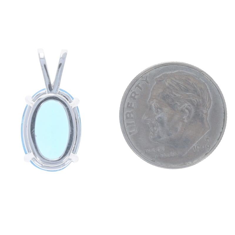 White Gold Blue Topaz Solitaire Pendant - 14k Oval 8.80ct Excellent état - En vente à Greensboro, NC