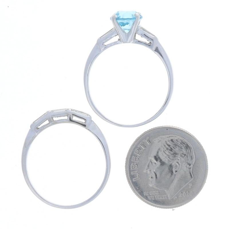 White Gold Blue Zircon & Diamond Engagement Ring & Wedding Band 14k 2.25ctw Sz7 For Sale 2