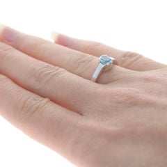 White Gold Blue Zircon Solitaire Ring - 14k Round .70ct Engagement Size 6 1/2