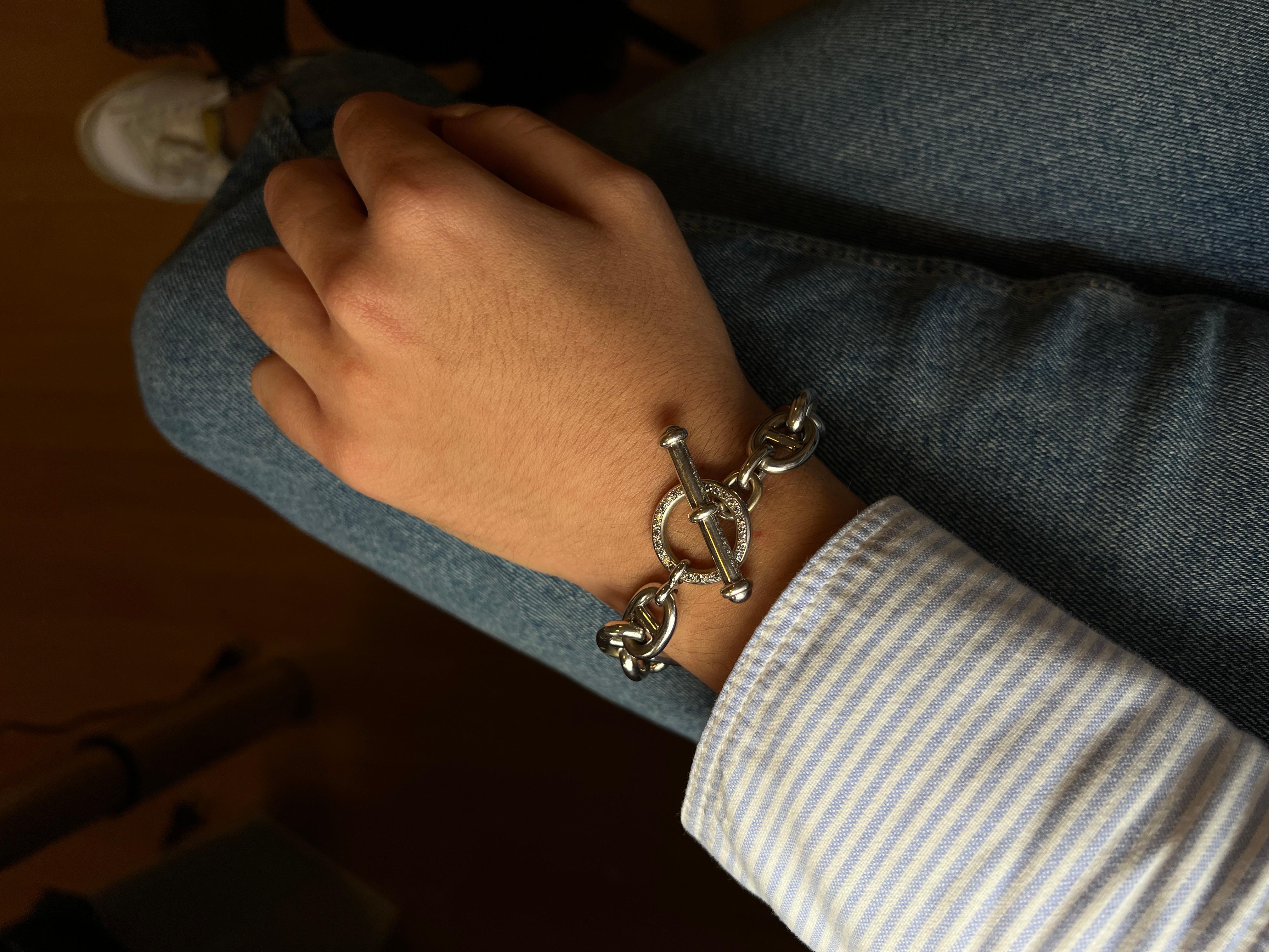 Femenino o masculino Pulsera de Oro Blanco, Malla 