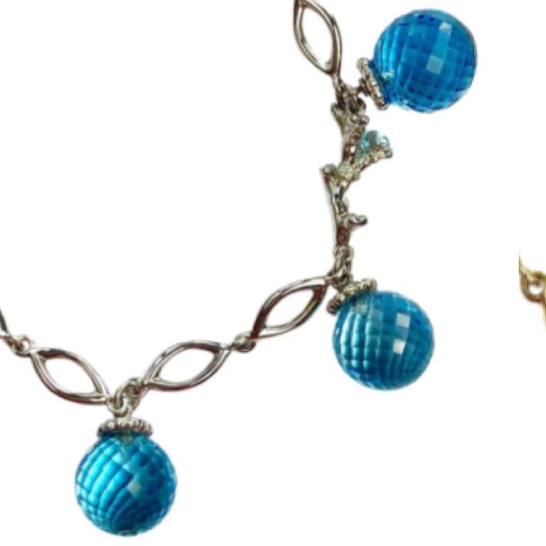 Baroque Revival White Gold Bracelet with Blue Topaz & Diamonds