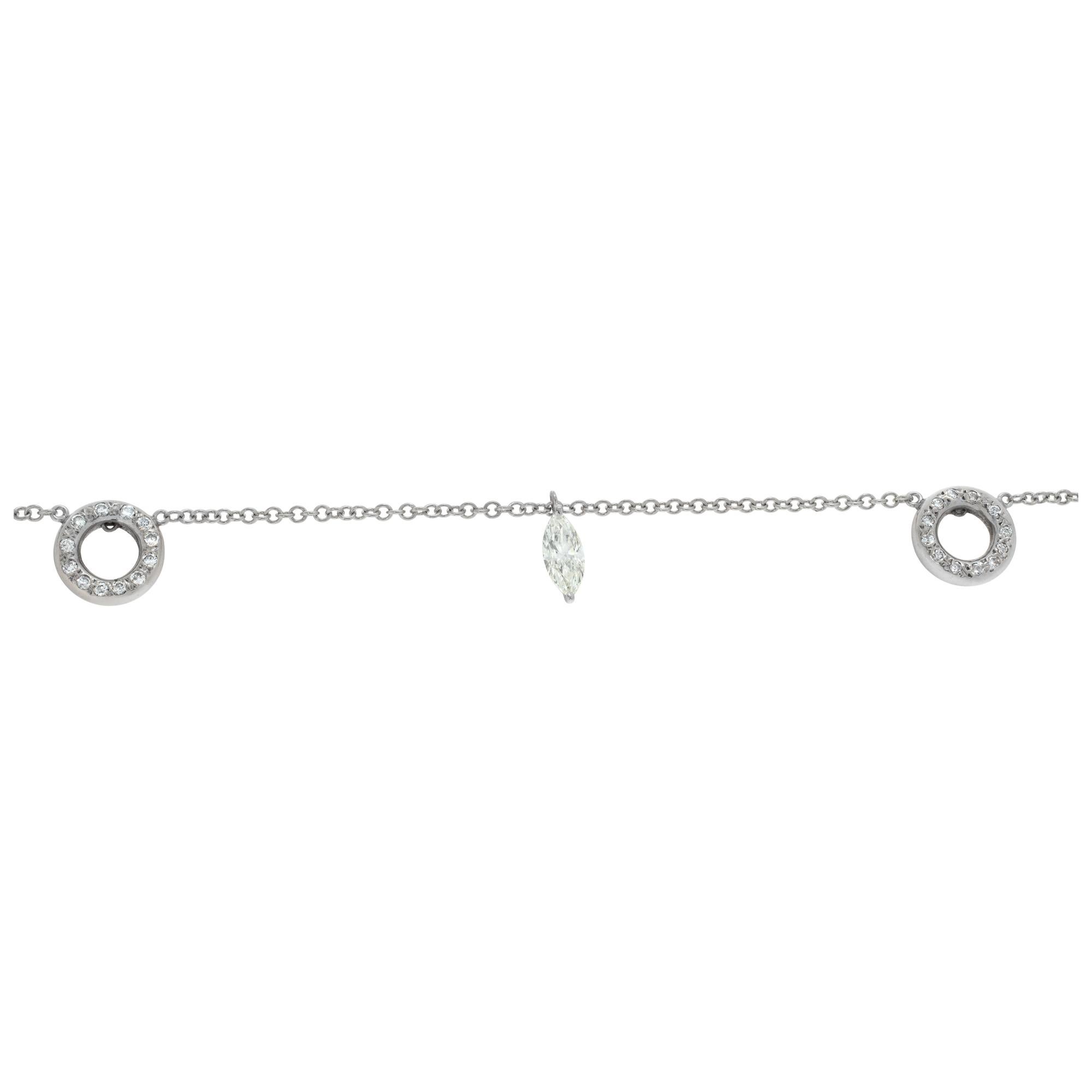 Minimal 18k white gold bracelet with approx.0.50 carat marquise diamond I-J color, SI clarity. Length 7.5 inches. Made in Italy.
