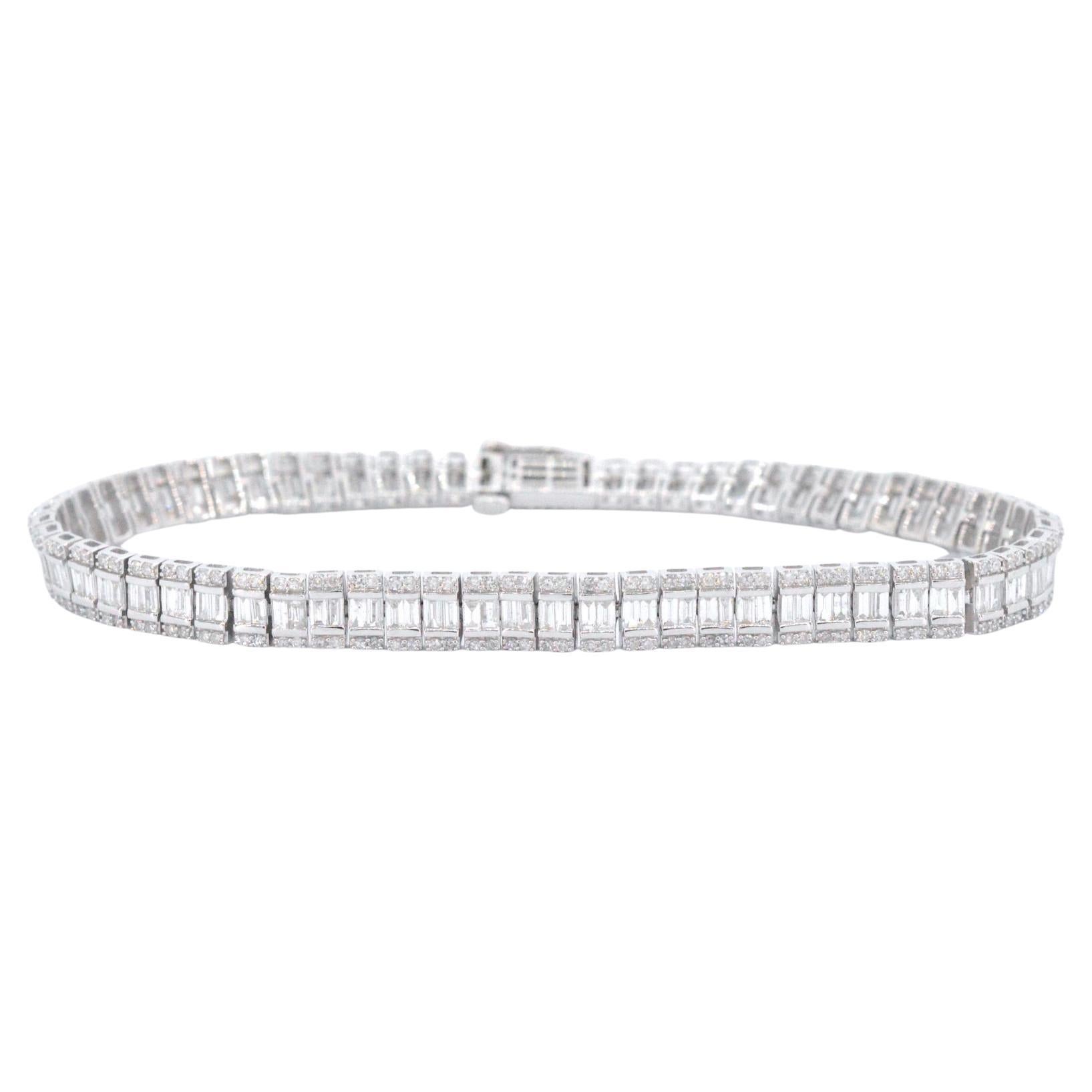 White Gold Bracelet with Fully Set with Diamonds 4.50 Carat For Sale