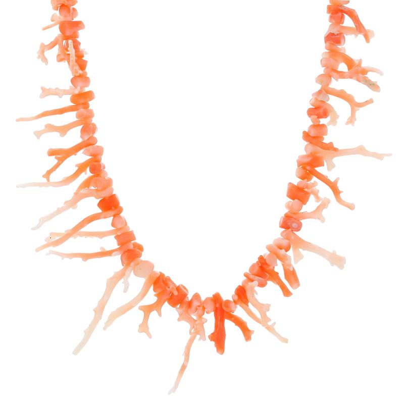Bead White Gold Branch Coral Graduated Strand Necklace 25
