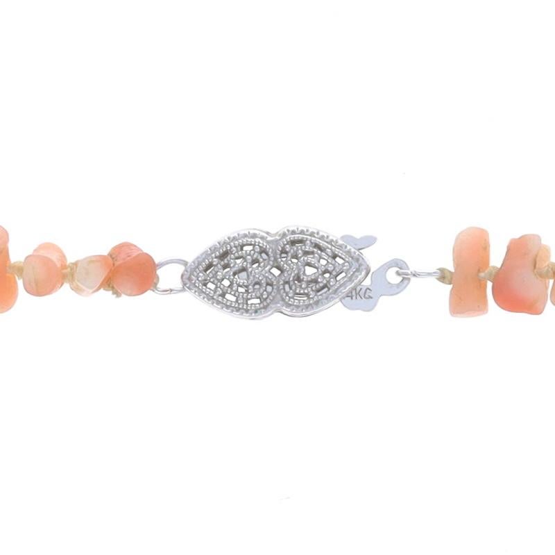 Women's White Gold Branch Coral Graduated Strand Necklace 25