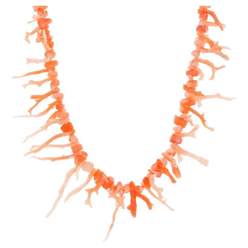 White Gold Branch Coral Graduated Strand Necklace 25" - 14k Beach Ocean For Sale