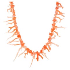 White Gold Branch Coral Graduated Strand Necklace 25" - 14k Beach Ocean