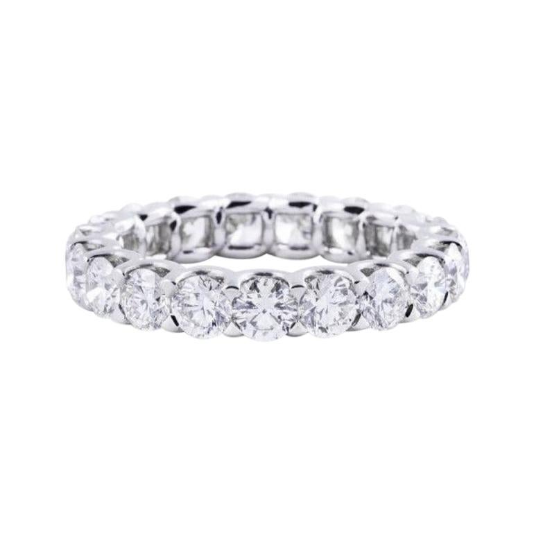 White Gold Brilliant Cut Diamond Full Eternity Ring, 2.84 Ct For Sale