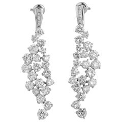 White Gold Brilliant Cut Diamond Statement Earrings, 10.38 Carat