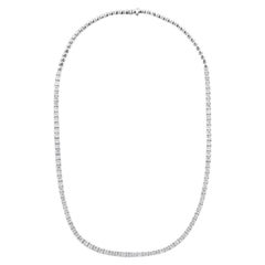 White Gold Brilliant Cut Diamond Tennis Necklace, 8.43 Ct