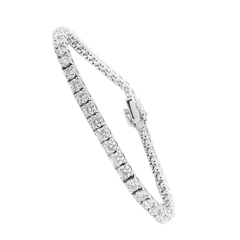 White Gold Brilliant Cut Tennis Bracelet, Ref 6.15 Carat For Sale