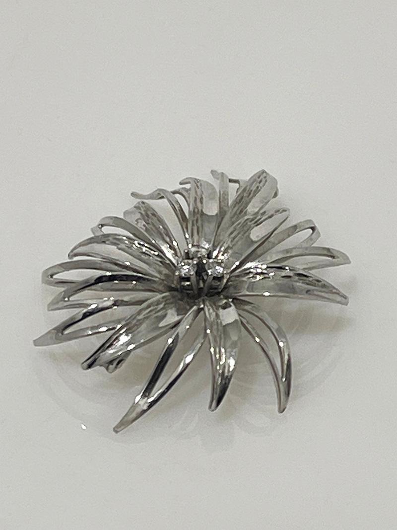 Dutch White gold brooch by E. Maier Amsterdam, 1970s For Sale