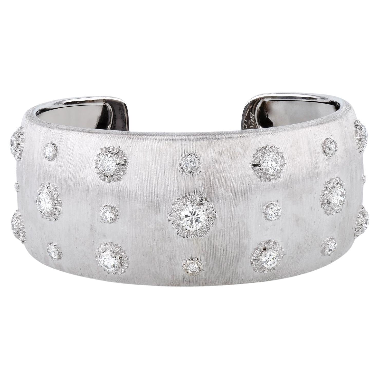 White Gold Buccellati Diamond Estate Cuff Bracelet For Sale