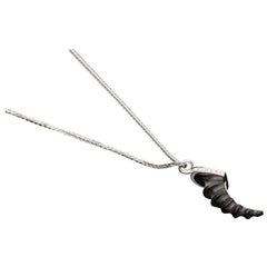 White Gold Buffalo Horn Necklace with Diamonds