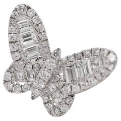 White Gold Butterfly Diamond Ring in 18 Karat White Gold