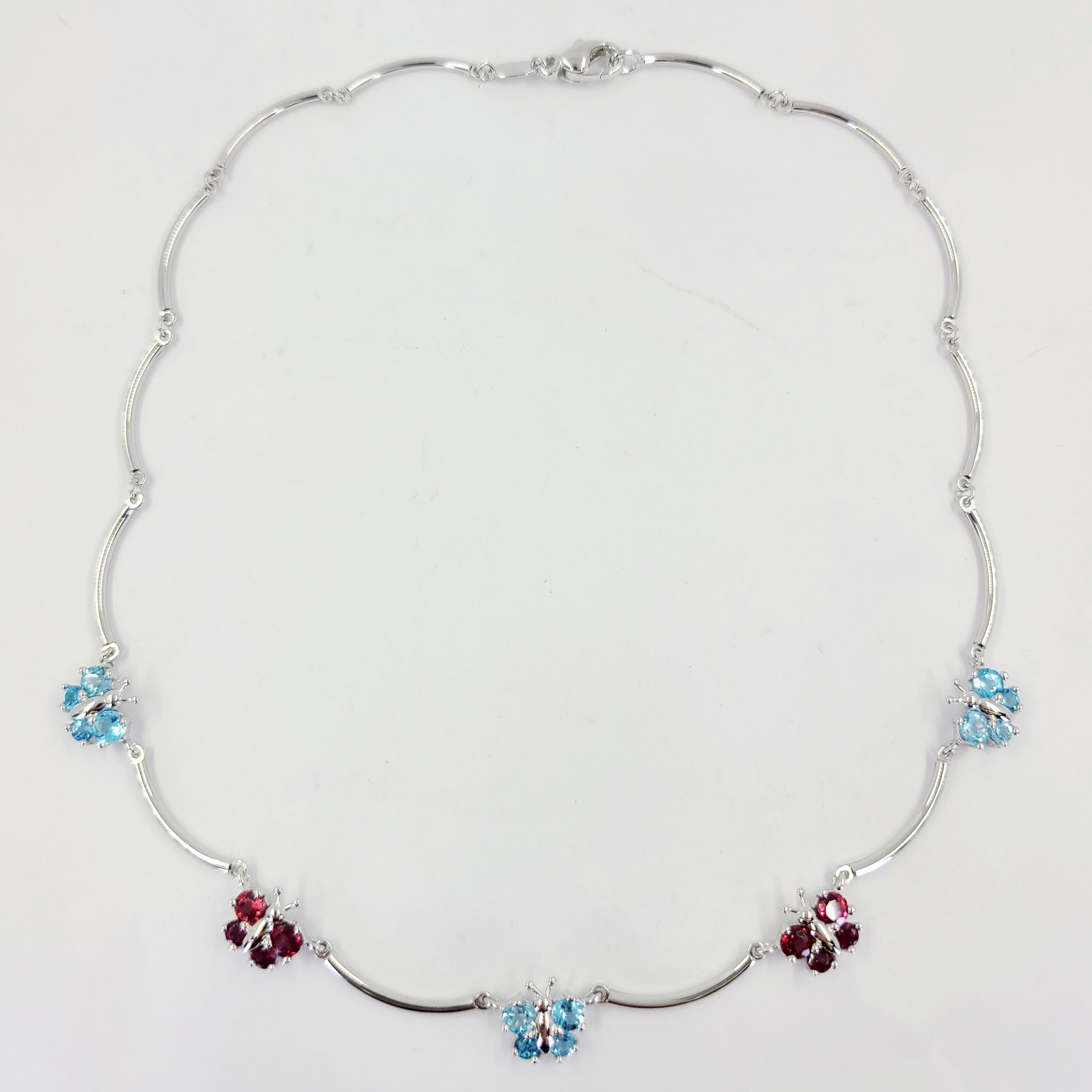 london blue and swiss blue topaz white gold butterfly necklace