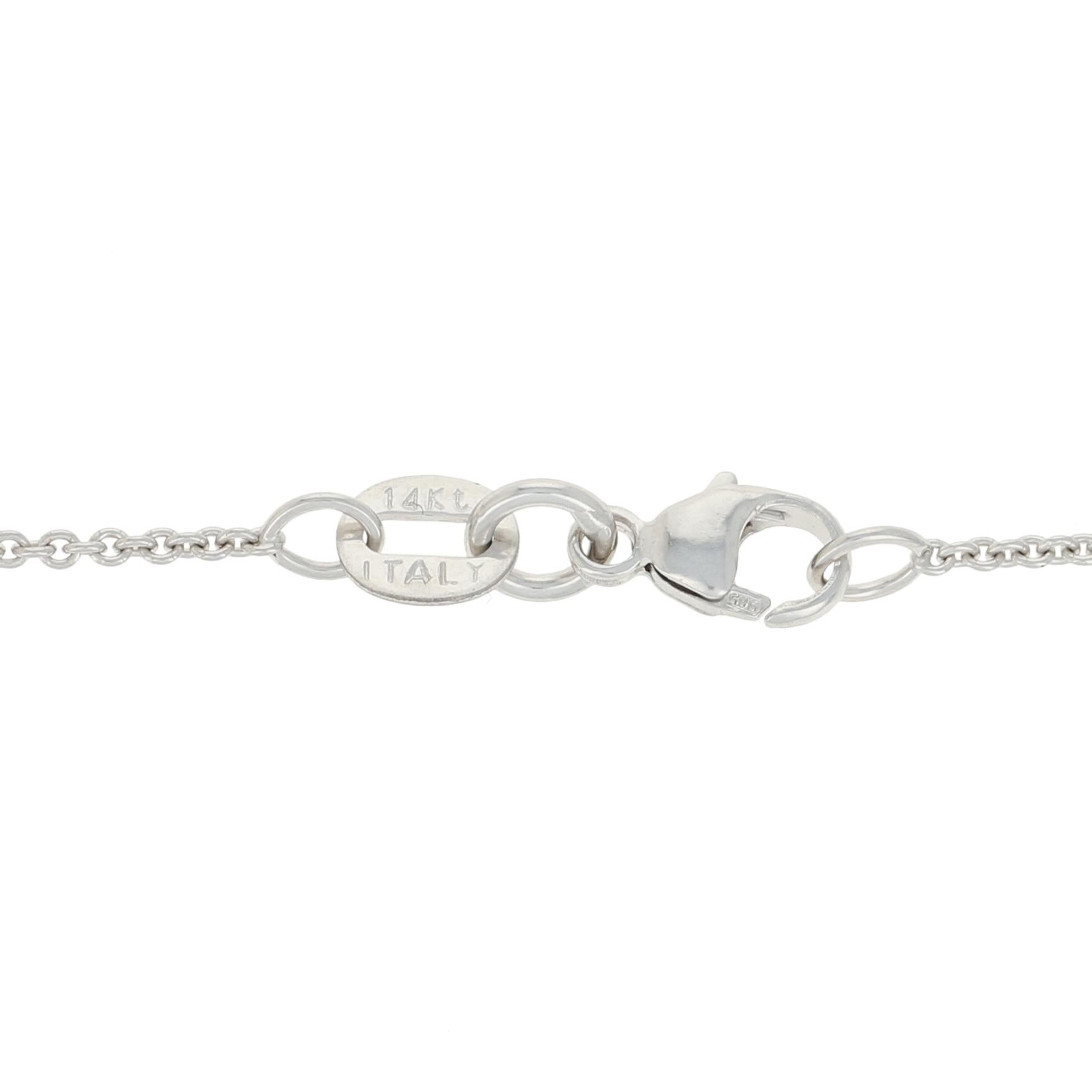 White Gold Cable Chain Necklace - 14k Adjustable Length For Sale 1