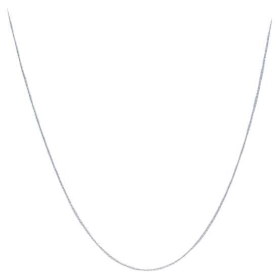 White Gold Cable Chain Necklace 14k Adjustable Length For Sale